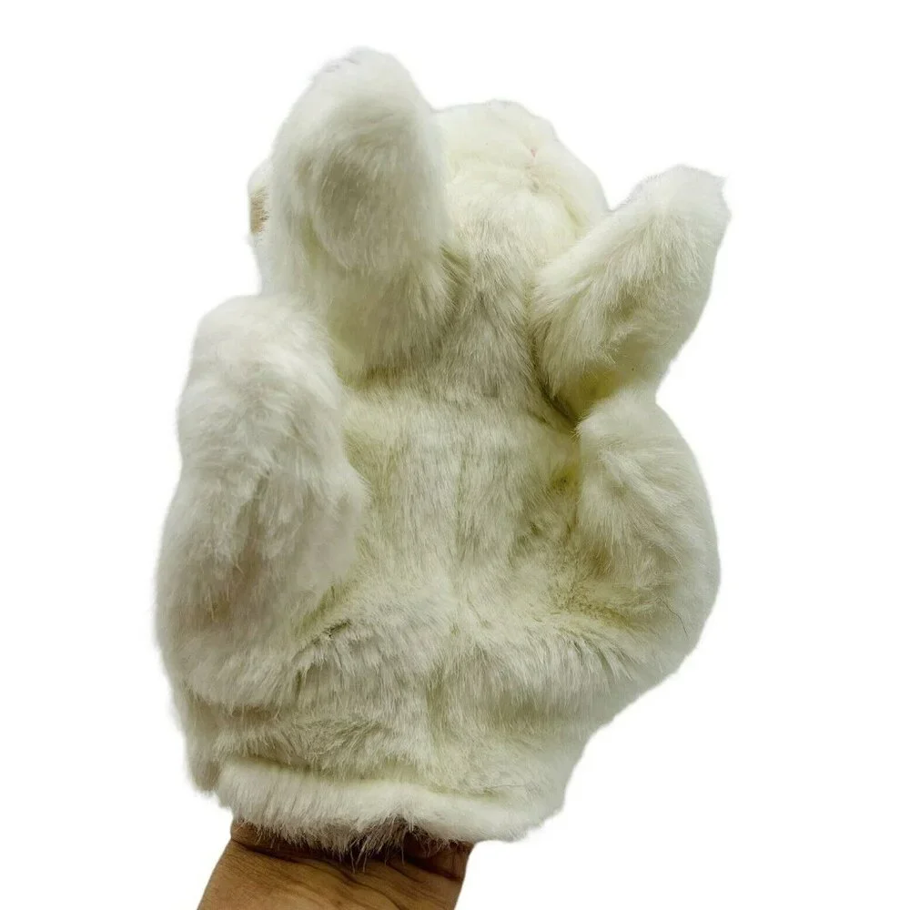 Folkmanis‎ White Bunny Rabbit Hand Puppet #2048 Storytelling Library Pink Eyes